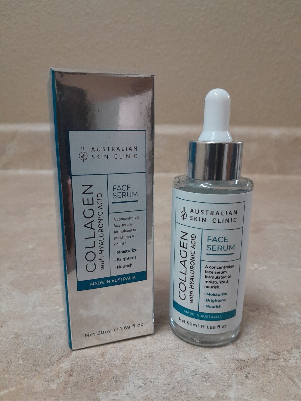 Australian Skin Clinical Collagen Hyaluronic Acid Face Serum NWT Size:1.69fl oz